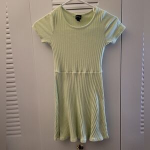 🐰EASTER SALE🐰 Ribbed Short Sleeve Fit-&-Flare Dress in Pale Lime Size Medium
